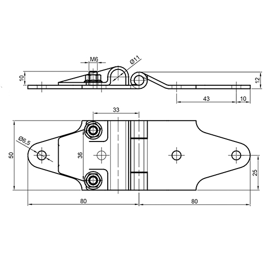 VERZINKTES SEITENSCHARNIER MIT RADABDECK Technische Zeichnung von VERZINKTES SEITENSCHARNIER MIT RADABDECK 100