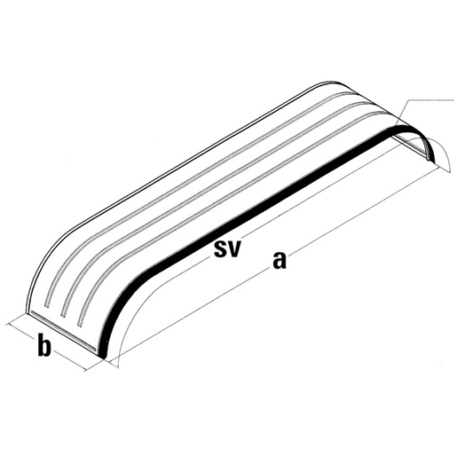 Dessin technique de Garde-boue INOX bouchonné et bord en caoutchouc 2 et 3 essieux 100