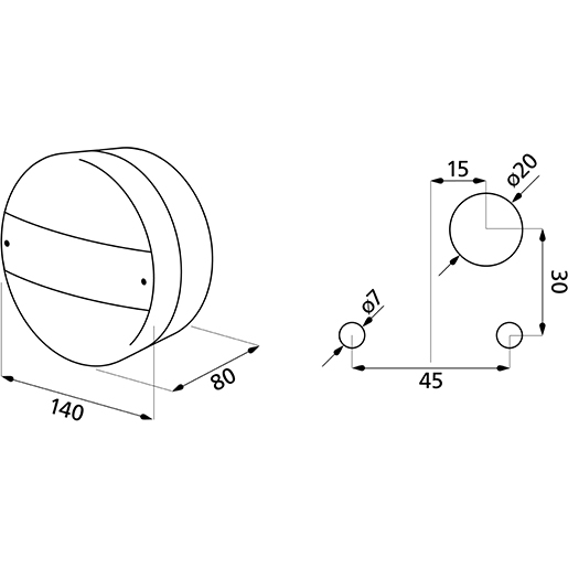 Dibujo técnico de Luz trasera universal 100