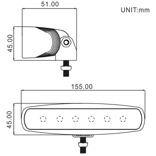 Technische Zeichnung von LED-Arbeitsscheinwerfer Slim 6 LEDs 100