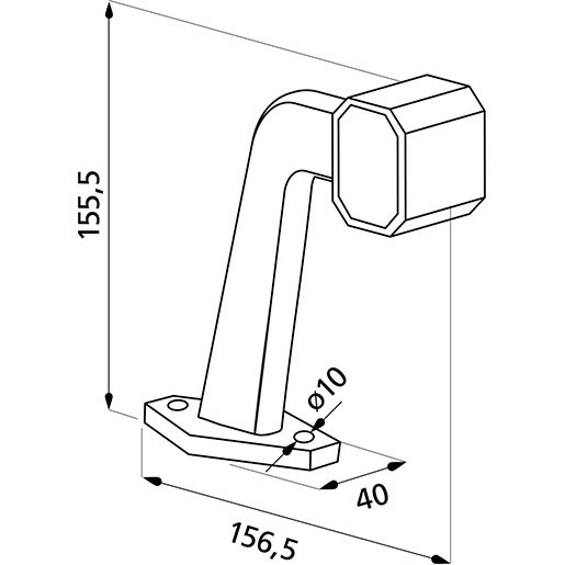 Technische Zeichnung von Wasserdichtes weiß/rotes Positionslicht 100