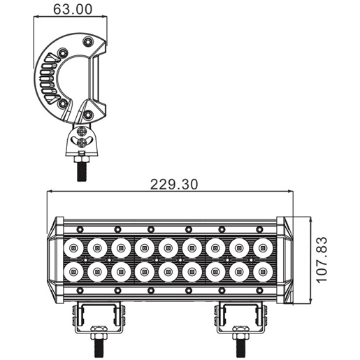 Technische Zeichnung von LED-Utility LIGHT Bar 100