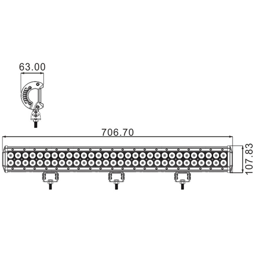 UTILITY LED BAR 28 Technische Zeichnung von UTILITY LED BAR 28" COMBO 180W 9-32V 100
