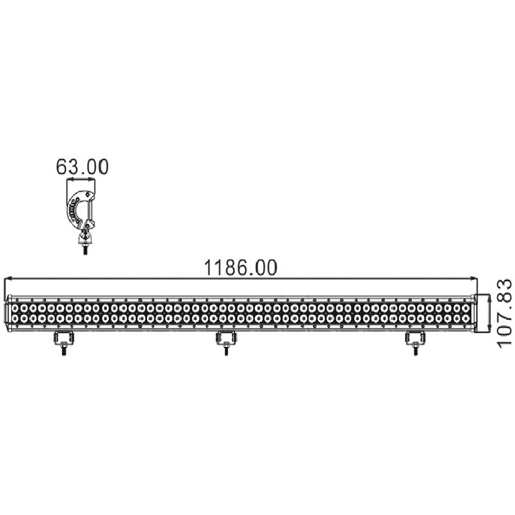 UTILITY LED BAR 47 Technische Zeichnung von UTILITY LED BAR 47" COMBO 306W 9-32V 100