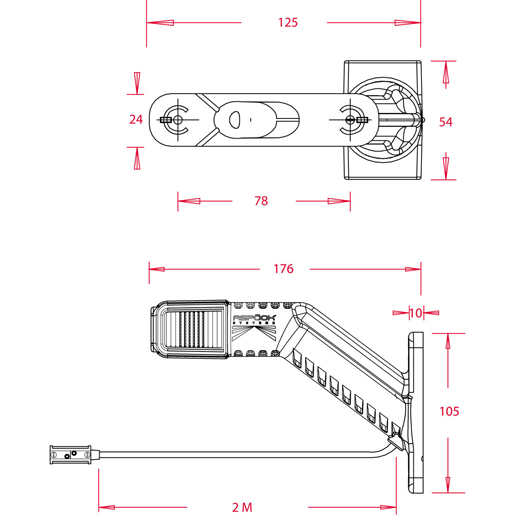 B-LEUCHTE SUPERPOINT 4 RE/LI 12V/24V Technische Zeichnung von B-LEUCHTE SUPERPOINT 4 RE/LI 12V/24V 100