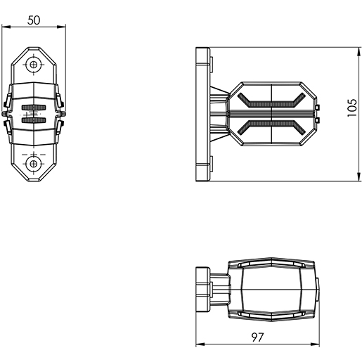 UMRISSL. UNTEN RE/LI LED 12-24V DRAGON Technische Zeichnung von UMRISSL. UNTEN RE/LI LED 12-24V DRAGON 100