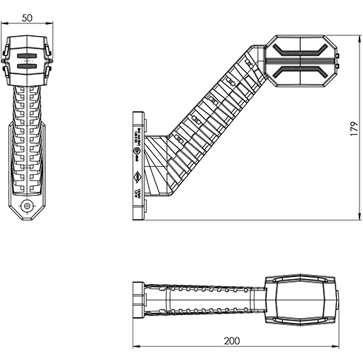 UMRISSLEUCHTE LINKS 12/24V DRAGON Technische Zeichnung von UMRISSLEUCHTE LINKS 12/24V DRAGON 100