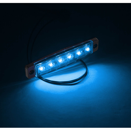 Détail de SIDEMARKER 6 LED PLAT 12/24V BLEU 300