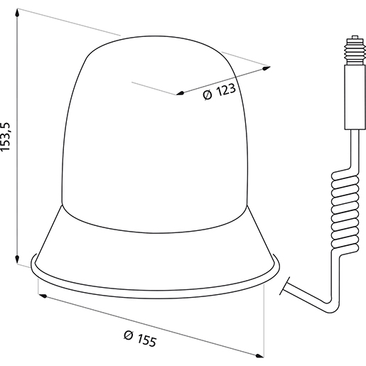 Dessin technique de GYROPHARE  24 V  MAGNETIQUE 100