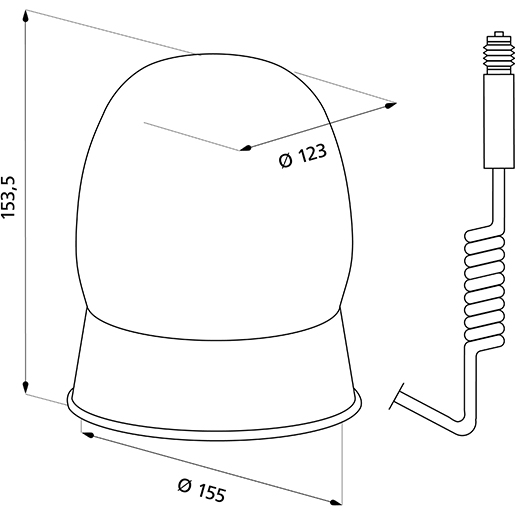 Dessin technique de GYROPHARE STROBO FLASH A VIS BLEU 105