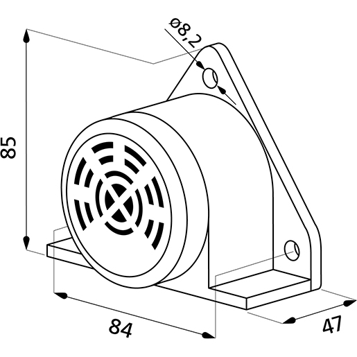 Dessin technique de AVERTISSEUR SONORE 10-100V 100