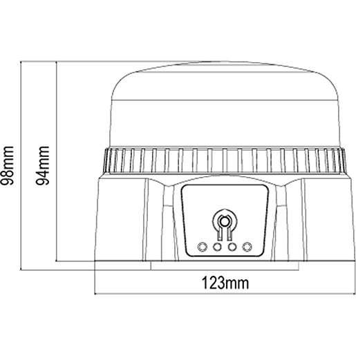 WIEDERAUFLADBARE LED BLINKLEUCHTE 12-24V Technische Zeichnung von WIEDERAUFLADBARE LED BLINKLEUCHTE 12-24V 100