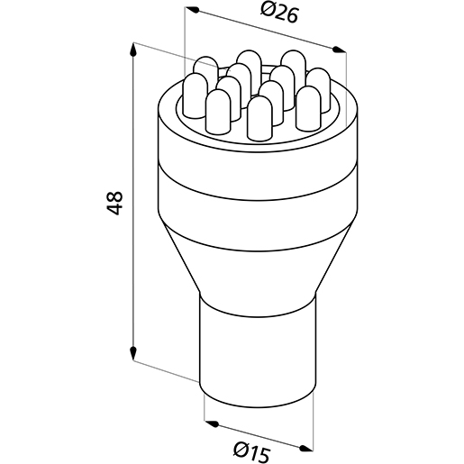Technische Zeichnung von LED 24V  RUECKFAHR L+T 100