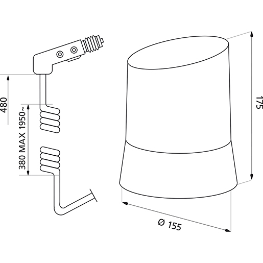Dessin technique de GYROPHARE MAGNETIQUE 12/24 VOLT 100