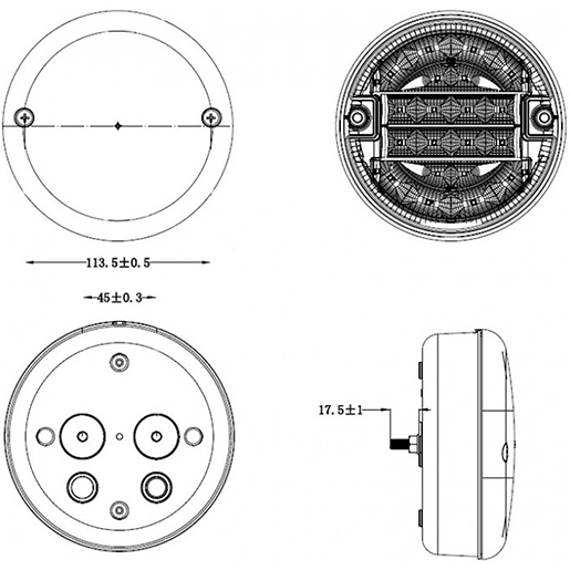 Dibujo técnico de PILOTO LED LARGO ALCANCE. 100
