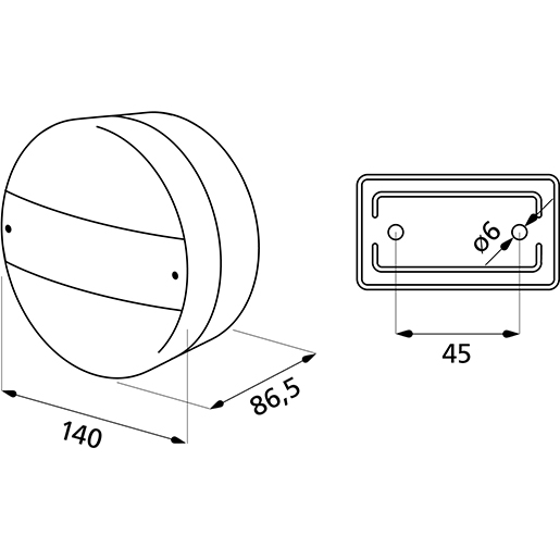 Technische Zeichnung von Universal-LED-Rückleuchte 100