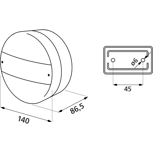 Technische Zeichnung von Universal-LED-Rückleuchte 100