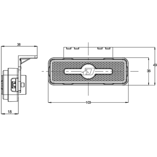 Fanalino a LED side marker 12/24 V arancio CAT. 5 DATACOL 30 Disegno tecnico di Fanalino a LED side marker 12/24 V arancio CAT. 5 DATACOL 30 100