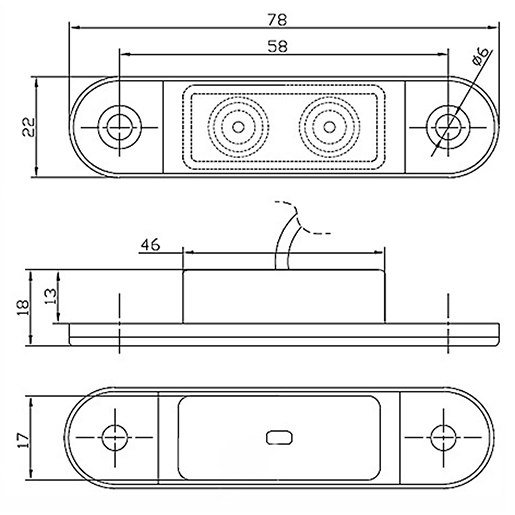 2-LED BEGRENZUNGSLEUCHTE Gelb Technische Zeichnung von 2-LED BEGRENZUNGSLEUCHTE Gelb 100