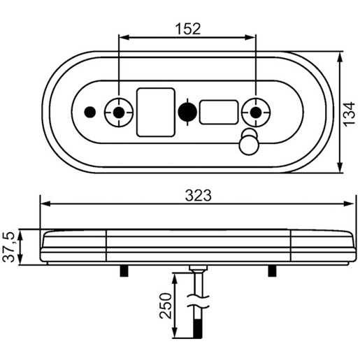 Dibujo técnico de Luz 5 servicios universal FULL LED 100