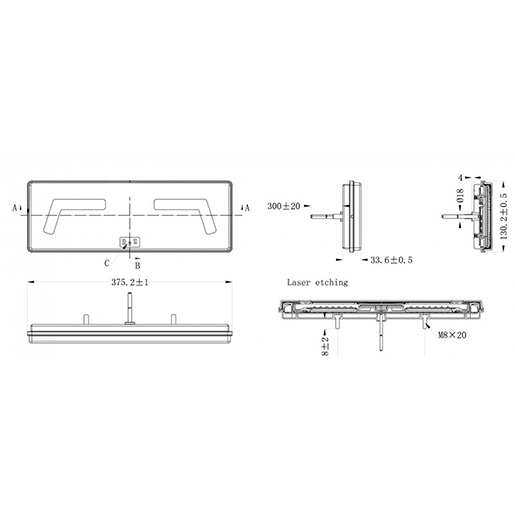 Dibujo técnico de PILOTO TRASERO 106LED C/CATADR IZQ 100