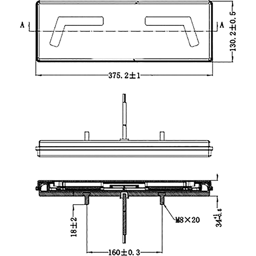 Technische Zeichnung von Rücklicht Zugmaschine 106 LED 100