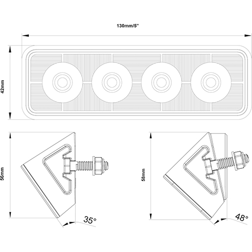 ARBEITSSCHEINWERFER LED 2800 LUMEN Technische Zeichnung von ARBEITSSCHEINWERFER LED 2800 LUMEN 100