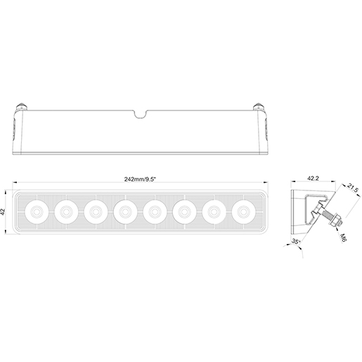 ARBEITSSCHEINWERFER LED 5600 LUMEN Technische Zeichnung von ARBEITSSCHEINWERFER LED 5600 LUMEN 100
