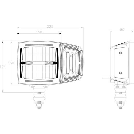 ARBEITSSCHEINWERFER LED RE/LI OZZ XH1 Technische Zeichnung von ARBEITSSCHEINWERFER LED RE/LI OZZ XH1 100