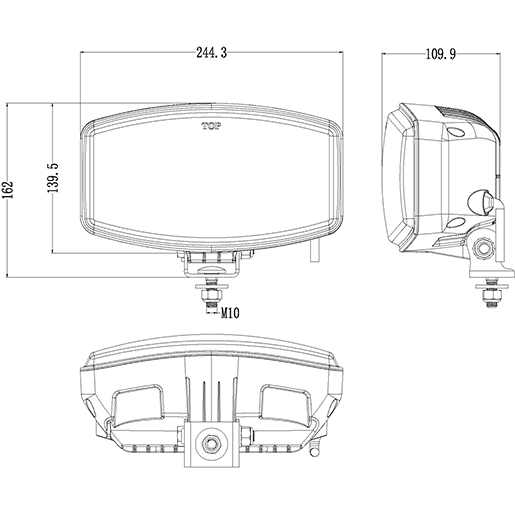LED-SCHEINWERFER ATLAS 320+R65 6000 LM Technische Zeichnung von LED-SCHEINWERFER ATLAS 320+R65 6000 LM 100