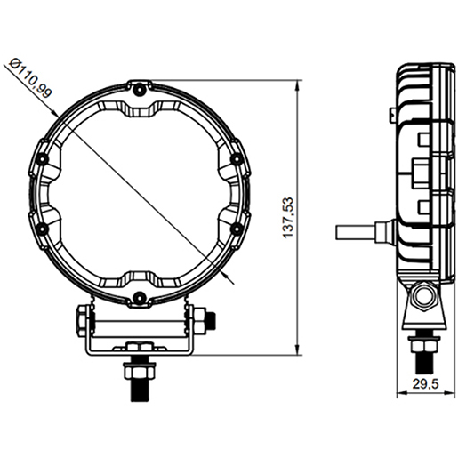 Technische Zeichnung von LED-Arbeitsscheinwerfer IP67 X-SPIDER 3 100