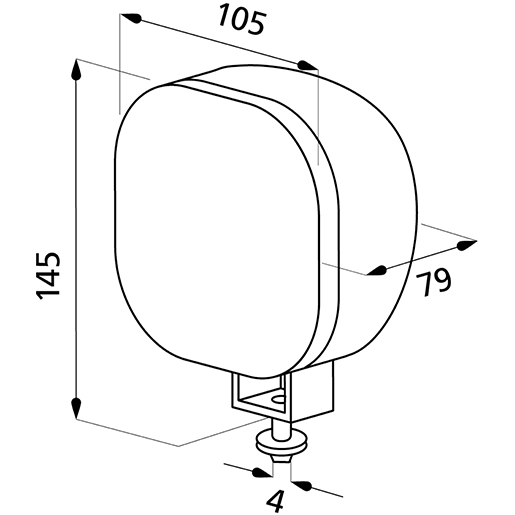 Quadratischer Arbeitsscheinwerfer Technische Zeichnung von Quadratischer Arbeitsscheinwerfer 100