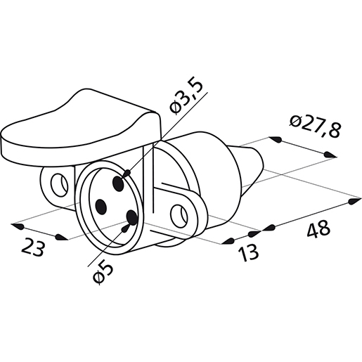 Dessin technique de PRISE 3 POLES POUR CLIGNOTANT 100