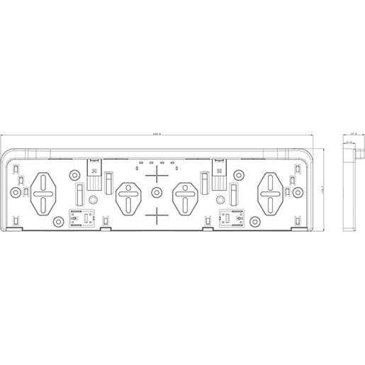 Technische Zeichnung von Universeller Kennzeichenhalter mit integriertem LED-Licht 12 – 30 V 100