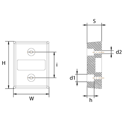 Technische Zeichnung von Gummipuffer für Ladebuchten 80x147x395 mm 100