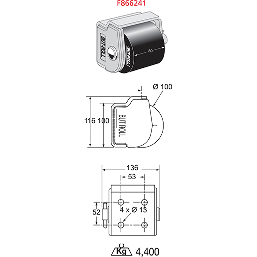 Disegno tecnico di Tamponi paracolpo anti-usura 100