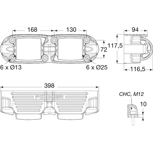 Dessin technique de BUTOIR S.ROLL -H1E 2 ROUL HORZ 100