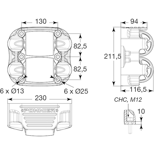 Dessin technique de BUTOIR S.ROLL -H1E 2 ROUL SOVRAPP HORIZ 100
