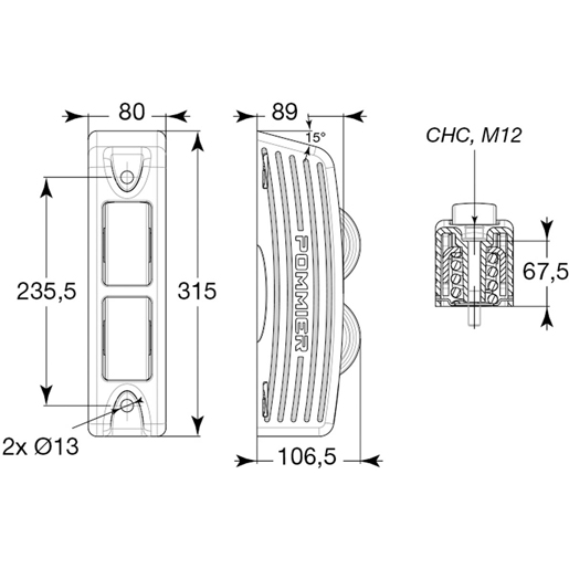 Dessin technique de BUTOIR S.ROLL -H1E 2 ROUL VERT 100