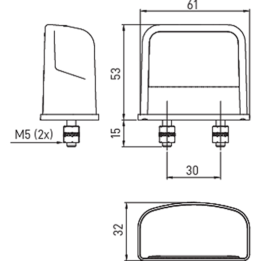 Dibujo técnico de PILOTO RECTO LED MATRICULA C/CABLE 100