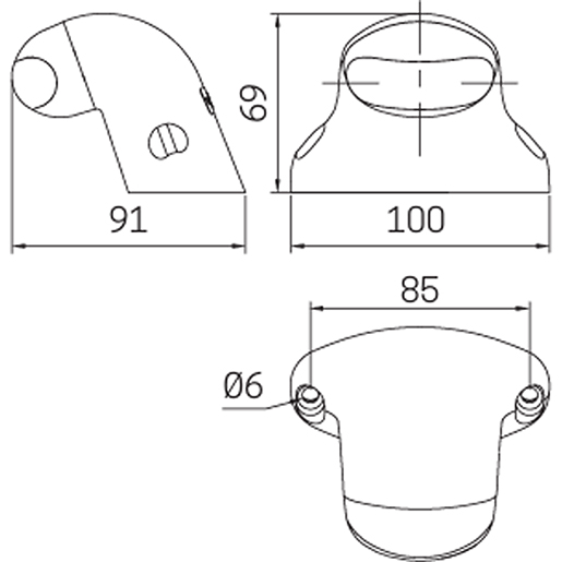 Dibujo técnico de PILOTO CURVO LED MATRICULA 100