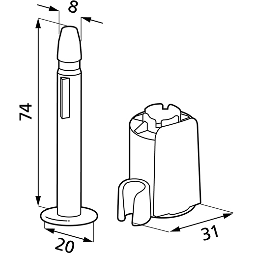 Technische Zeichnung von Nagelsicherheitsplombe für Container ISO 17712 100