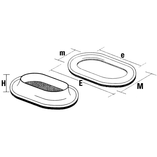OVALE ALUMINIUM-ÖSE 42X22 MM Technische Zeichnung von OVALE ALUMINIUM-ÖSE 42X22 MM 100