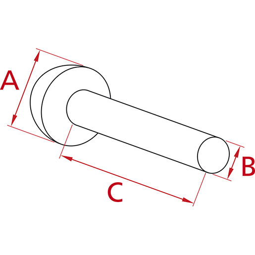 Disegno tecnico di Rivetti testa e gambo 100