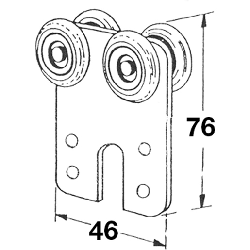 Dessin technique de CHARIOT ROUES PLIES D 24MM 100