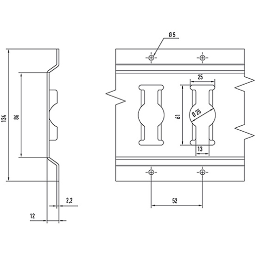 Dessin technique de BARRE MÉTAL HORIZONTALE 3 M 105