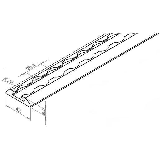 Disegno tecnico di Binario semitondo AVIO in alluminio 1500 mm 100