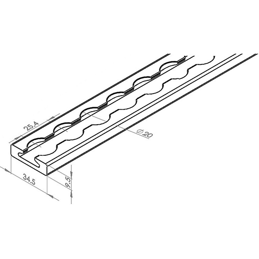 Disegno tecnico di Binario quadrato AVIO in alluminio 1500 mm 100