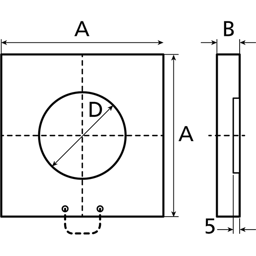 Dessin technique de PLAQUE D'APPUIS 500X500 100