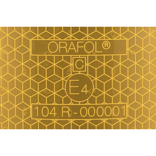 Detail von Gelber retroreflektierender Streifen für starre Oberflächen 25 m ORAFOL 300